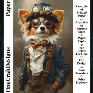 Victorian Steampunk Papillon Dog CP8 Craft Paper