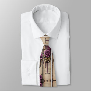 Victorian Steampunk Plum Rose Tie