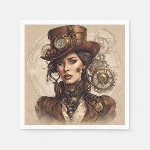 Victorian Steampunk Portrait of a Woman Napkin