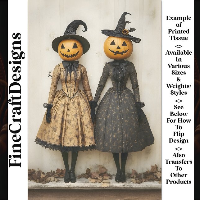 Victorian Steampunk Pumpkin Witches AL5 Decoupage Tissue Paper (Creator Uploaded)
