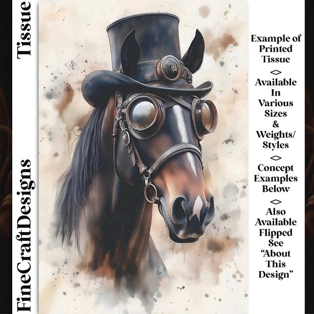 Victorian Steampunk Stallion Horse DF2R Decoupage Tissue Paper (Creator Uploaded)