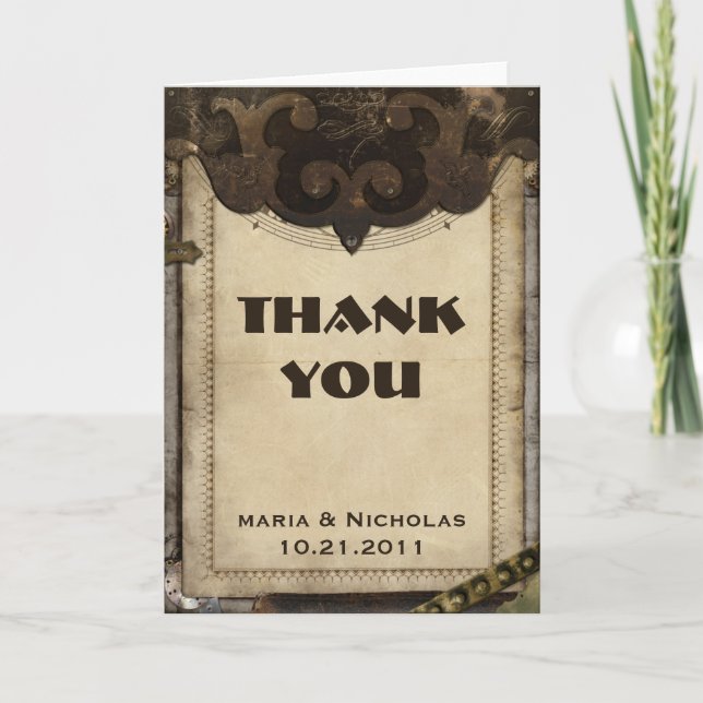 Victorian Steampunk Thank You Card (Front)