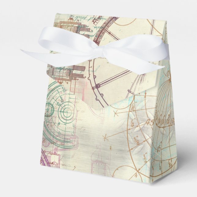 Victorian Steampunk | Watercolor Grunge Pastel Favour Box (Front Side)