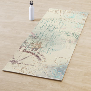Victorian Steampunk Watercolor Grunge Pastel Yoga Mat