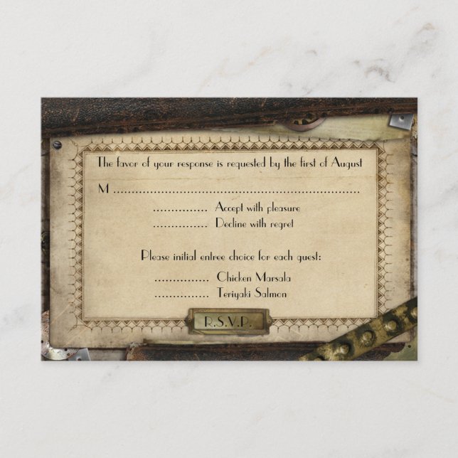 Victorian Steampunk Wedding Reception Cards (Front)