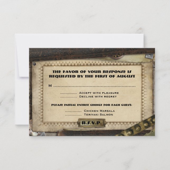 Victorian Steampunk Wedding Reception Cards (Front)
