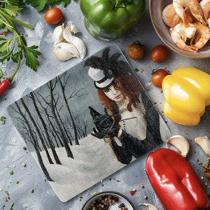 Victorian Steampunk Winter Dragonfly Key Gothic Cutting Board