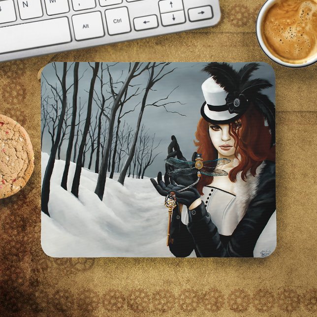 Victorian Steampunk Winter Dragonfly Key Gothic Mouse Mat (Creator Uploaded)