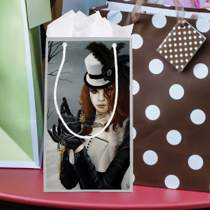 Victorian Steampunk Winter Dragonfly Key Gothic Small Gift Bag