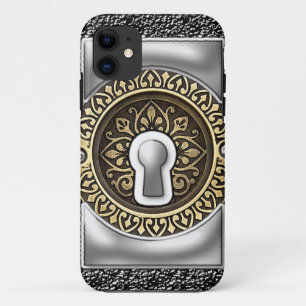 Victorian steel and gold key hole iPhone 11 case