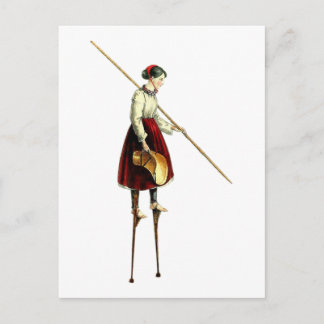 Victorian Stilt Walker Woman Postcard