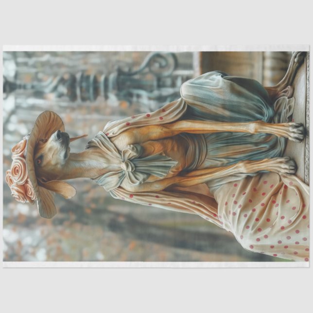 Victorian Stone like Great Dane Decoupage Tissue Paper (Front)