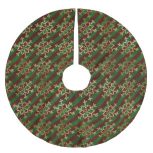 Victorian Stripes and Snowflakes Brushed Polyester Tree Skirt
