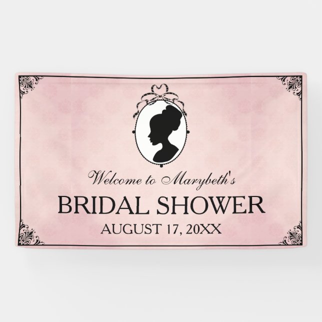 Victorian Style 60s Cameo Bridal Shower Banner (Horizontal)