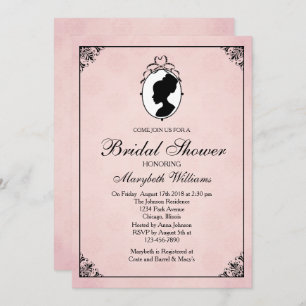 Victorian Style 60s Cameo Bridal Shower Invitation