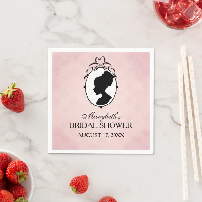 Victorian Style 60s Cameo Bridal Shower Napkin (Insitu)
