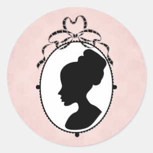 Victorian Style 60s Cameo Classic Round Sticker