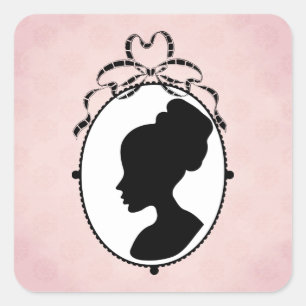Victorian Style 60s Cameo Square Sticker