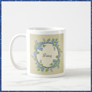 Victorian Style Blue Flower Wreath Coffee Mug