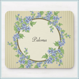 Victorian Style Blue Flower Wreath Mouse Mat