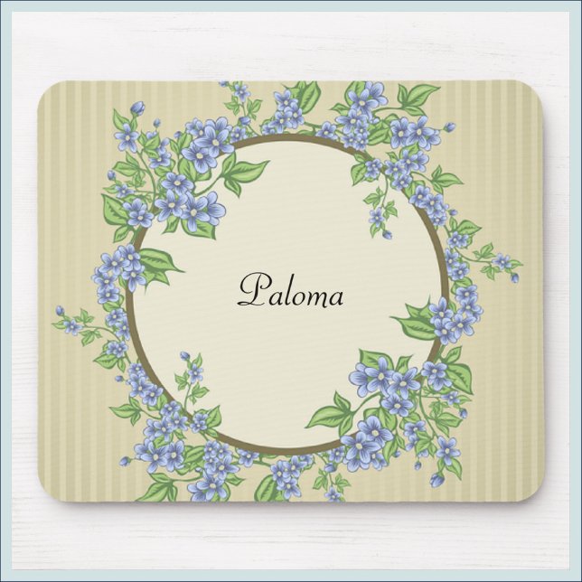 Victorian Style Blue Flower Wreath Mouse Mat (Creator Uploaded)