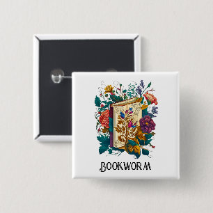 Victorian style Bookworm design 15 Cm Square Badge