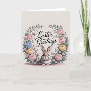 Victorian-style floral bunny Easter Greetings Holiday Card