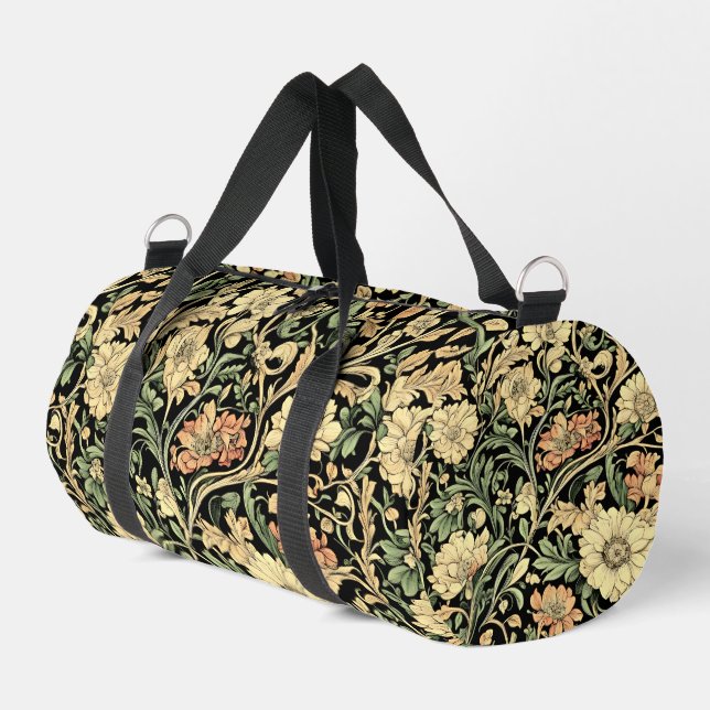 Victorian-style floral pattern  duffle bag (Left Corner)