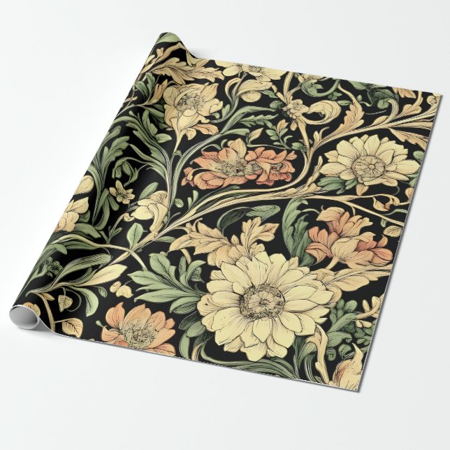 Victorian-style floral pattern  wrapping paper (Unrolled)