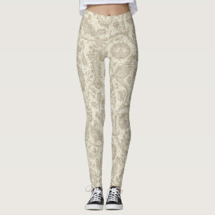 Victorian Style Floral Vine Cascade Large Print Leggings