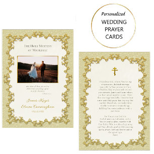 Victorian Style Gold Frame Wedding Prayer Card    