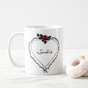 Victorian Style Heart Dark Academia Custom Name Coffee Mug
