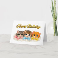 Victorian Style Kittens Ribbons and Lace Birthday
