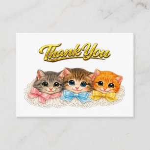 Victorian Style Kittens Ribbons and Lace Thank You Enclosure Card