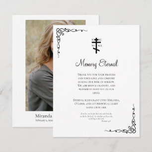 Victorian Style Minimalist Orthodox Memorial Thank You Card