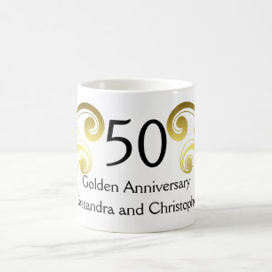Victorian swirls golden wedding anniversary coffee mug