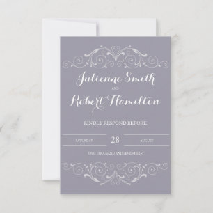 Victorian Swirls Gray Wedding RSVP Card