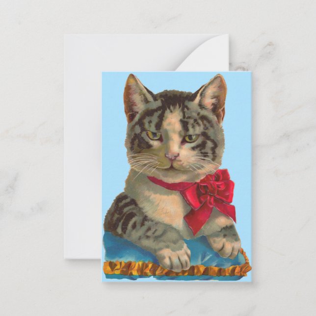 Victorian tabby cat card (Front)