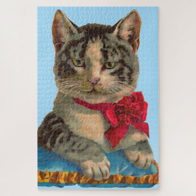 Victorian tabby cat jigsaw puzzle (Vertical)