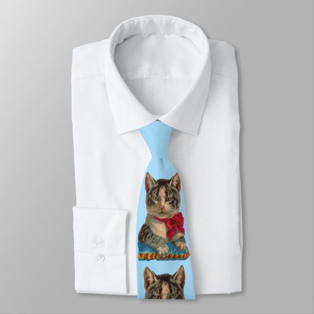 Victorian tabby cat tie (Tied)