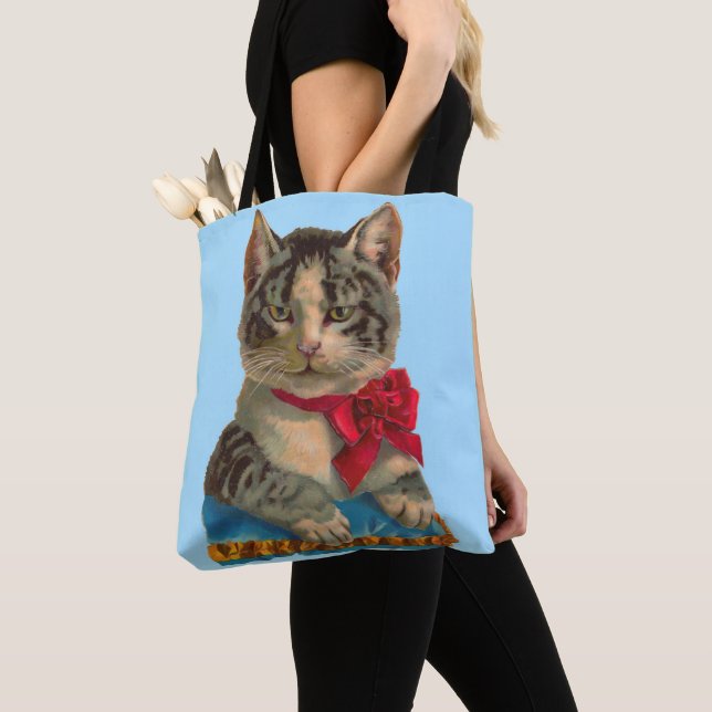 Victorian tabby cat tote bag (Close Up)