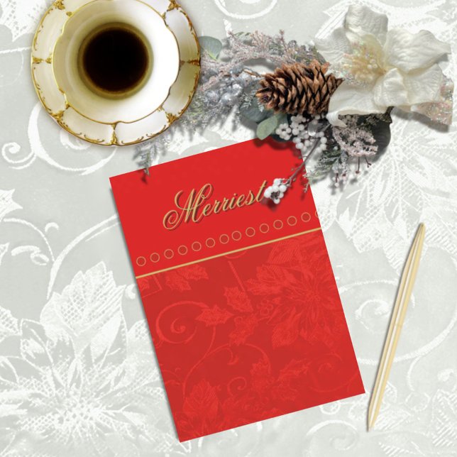 Victorian Tapestry Berry Red Folded Greeting Card (Creator Uploaded)