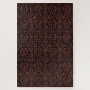 Victorian Tapestry Vintage Damask Brown Pattern Jigsaw Puzzle