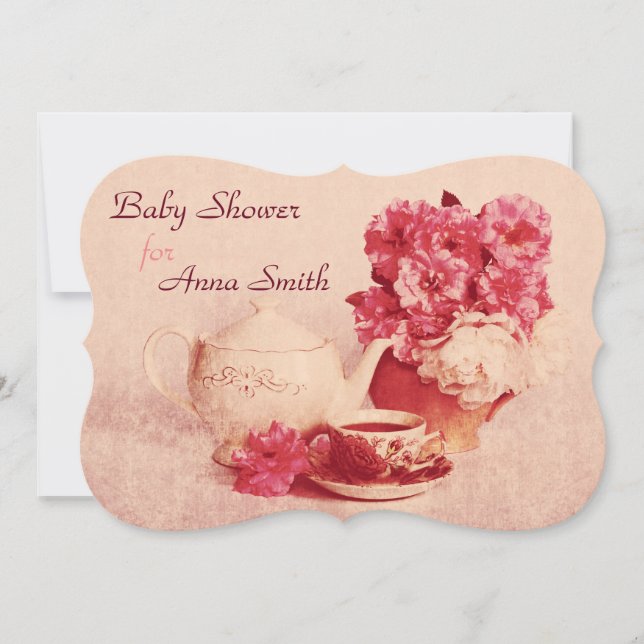 Victorian tea party- baby girl shower invite (Front)