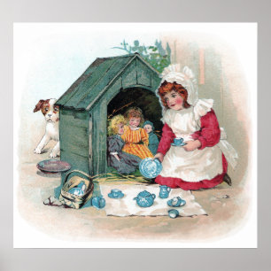 Victorian Tea Party in Doghouse Poster