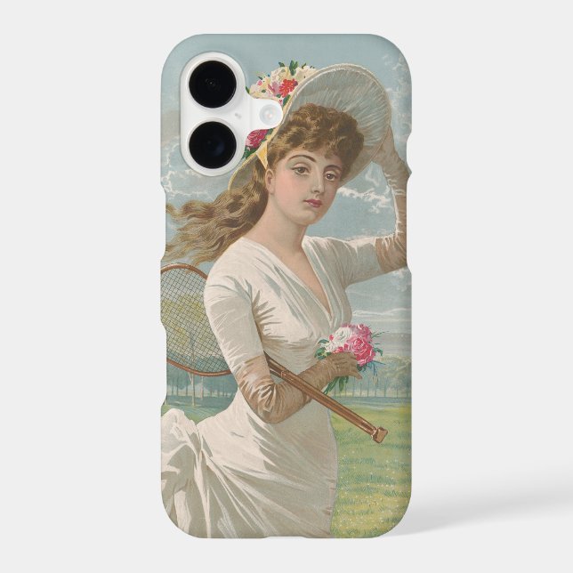 Victorian Tennis Lady with Flowered Hat Antique  (Back)
