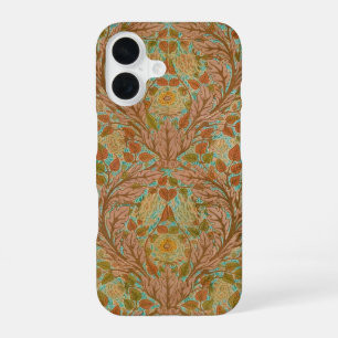 Victorian Terracotta Rose and Leaf Botanical Print iPhone 16 Case