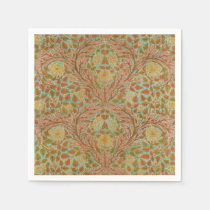 Victorian Terracotta Rose and Leaf Botanical Print Napkin