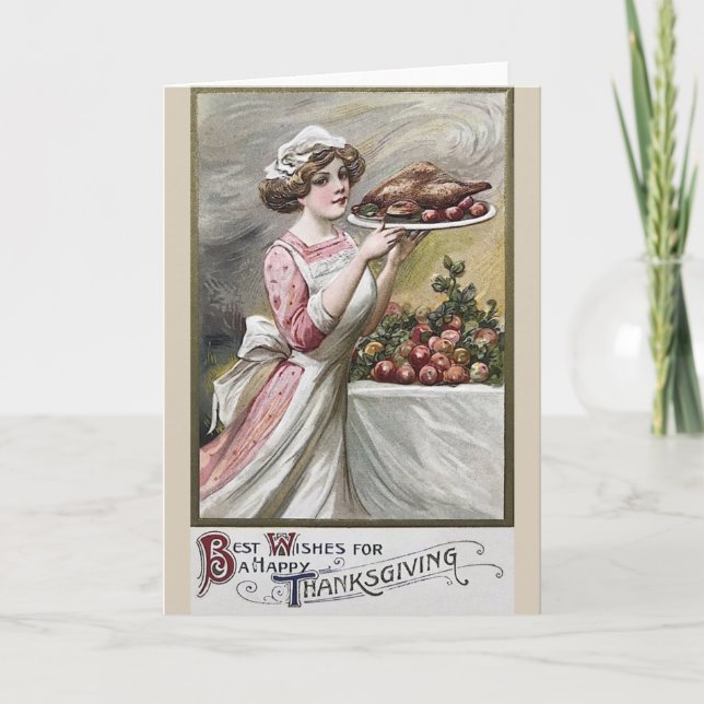 Victorian Thanksgiving Dinner Greeting Card (Front)