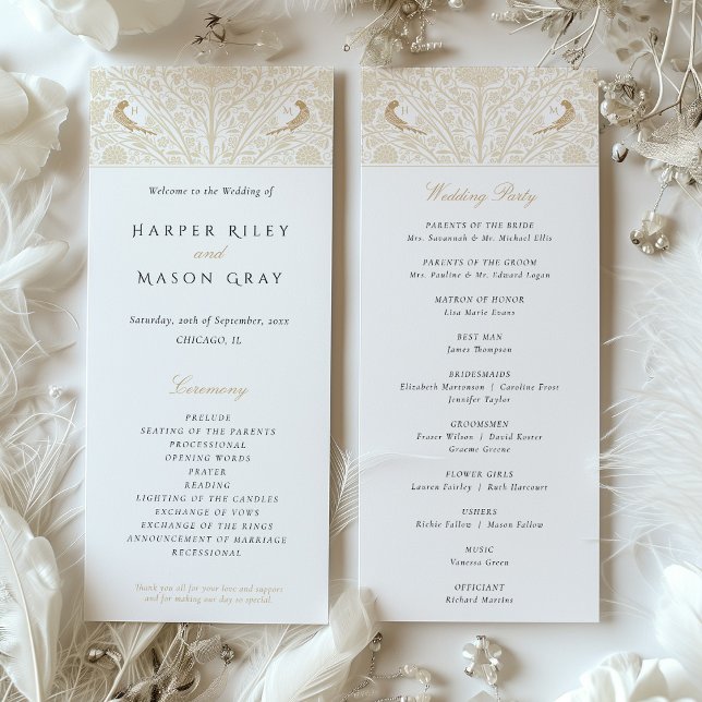 Victorian-Themed Wedding Ceremony Program Card (Creator Uploaded)
